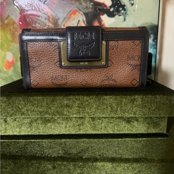 MCM Accessories - MCM Cognac and Black Leather Wallet